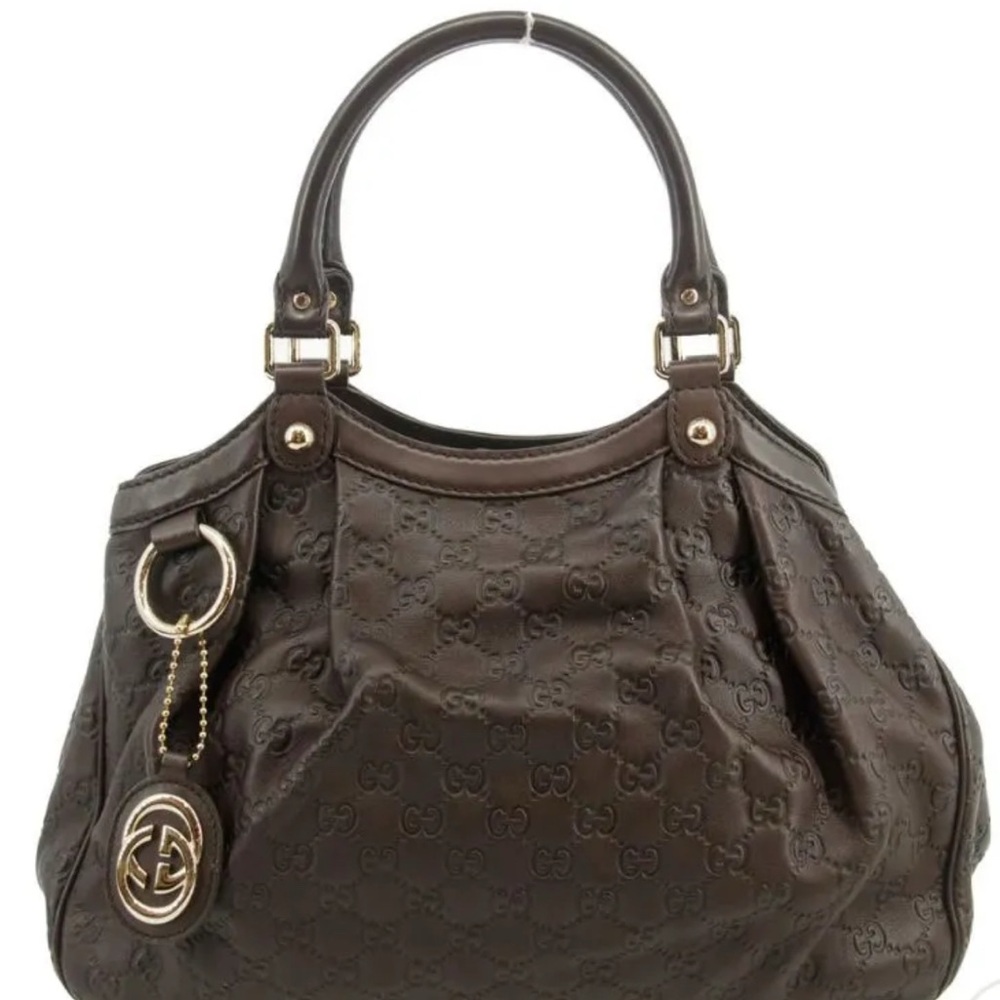Gucci GG Guccisima Brown Interlocking GG Sukey Leather Shoulder Bag